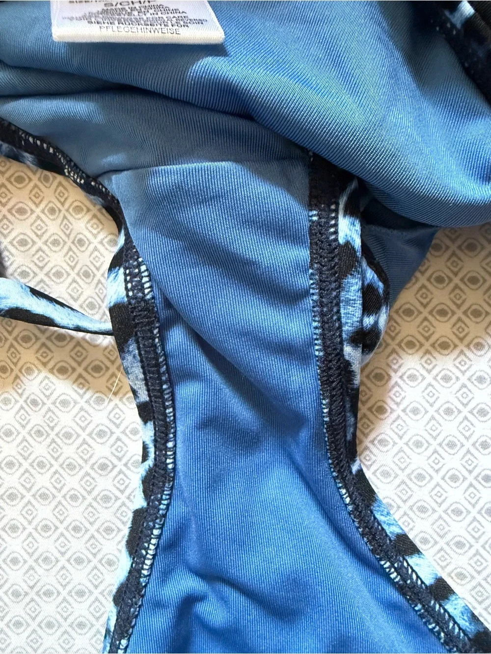 Michael Kors Light Blue and Black Leopard-Print Triangle Bikini